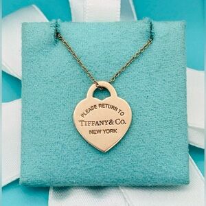 TIFFANY & Co Small Retired Rubedo RTT Heart Rose Gold Necklace 16”